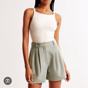 Abercrombie Sage Green Pleated Shorts